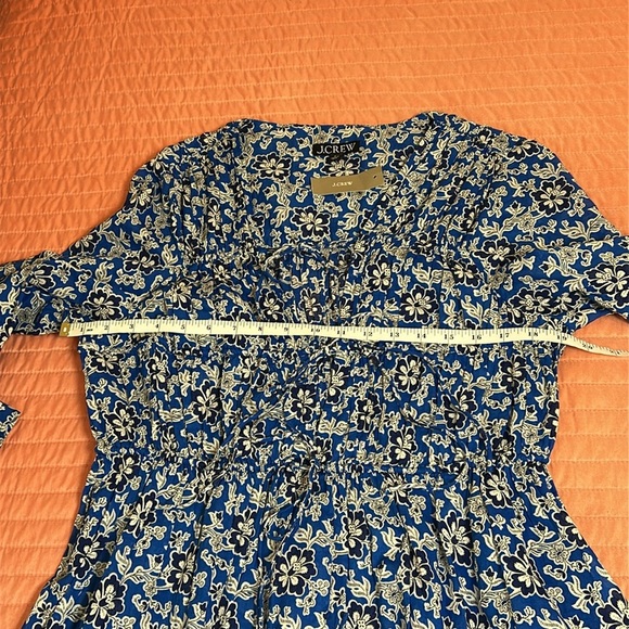 J CREW BEACH DRESS TIERED TIE FRONT FLORAL BLUE WHITE NWT SZ MEDIUM - Picture 11 of 14